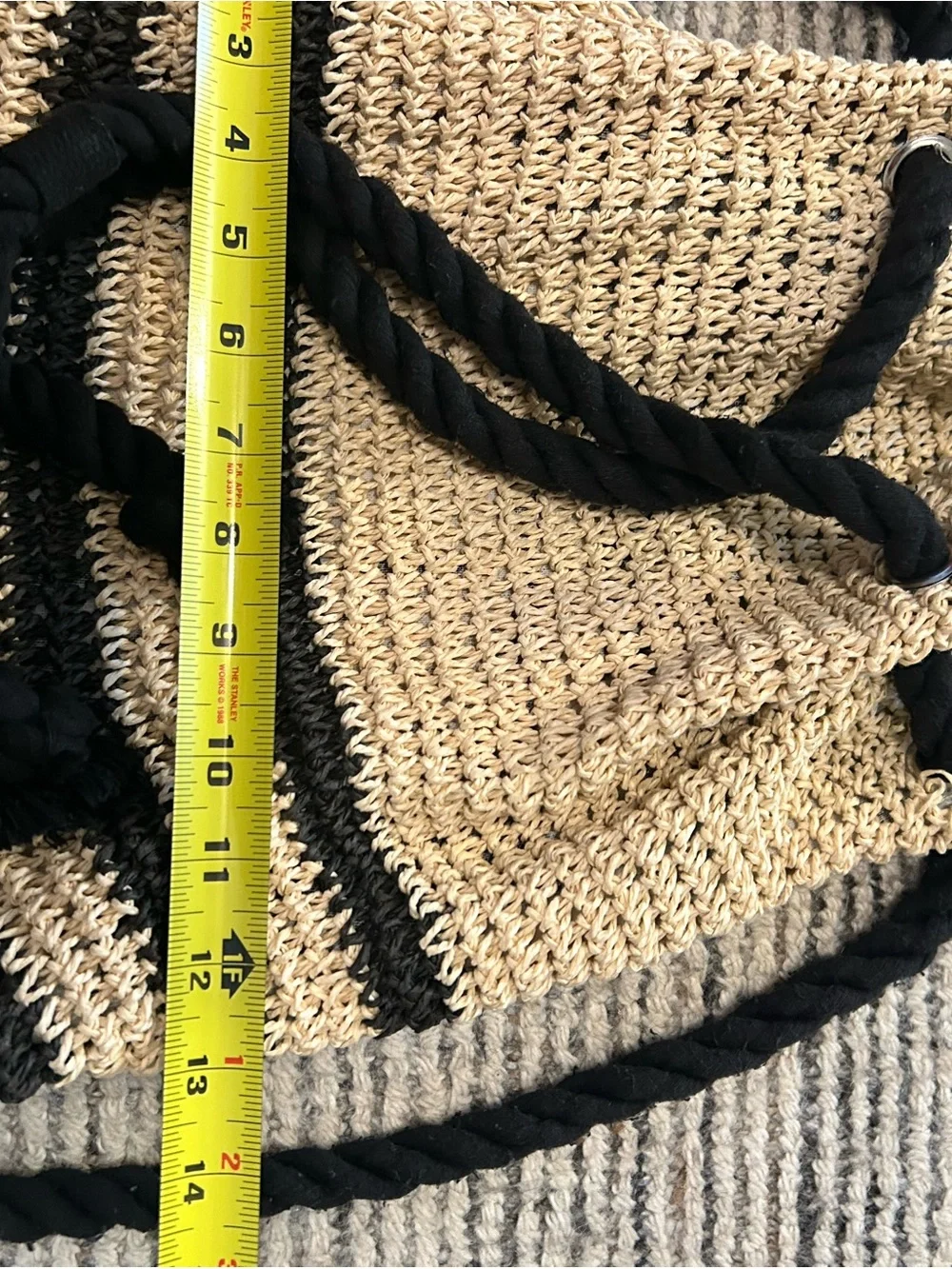Cynthia Rowley Woven Straw Drawstring Bucket Backpack boho beach coastal Raffia